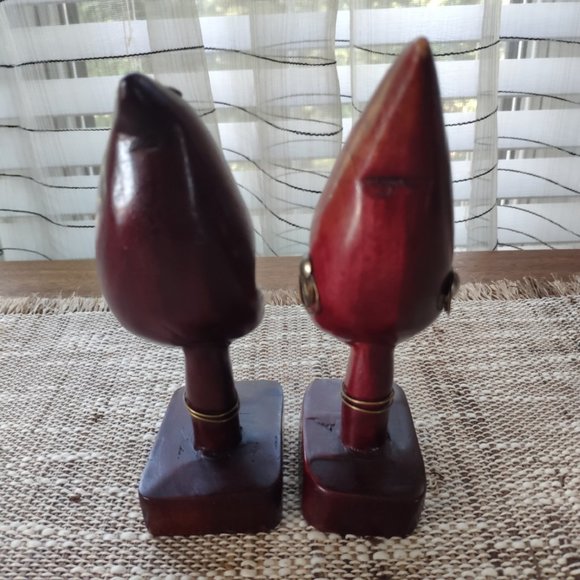 African Hand Carved Wood Bust Statues Male/Female - Picture 4 of 10